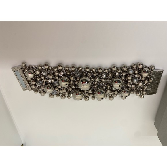 HSN CHAIN METAL BRACELET WITH CLUSTERS OF BEADS - Picture 10 of 11